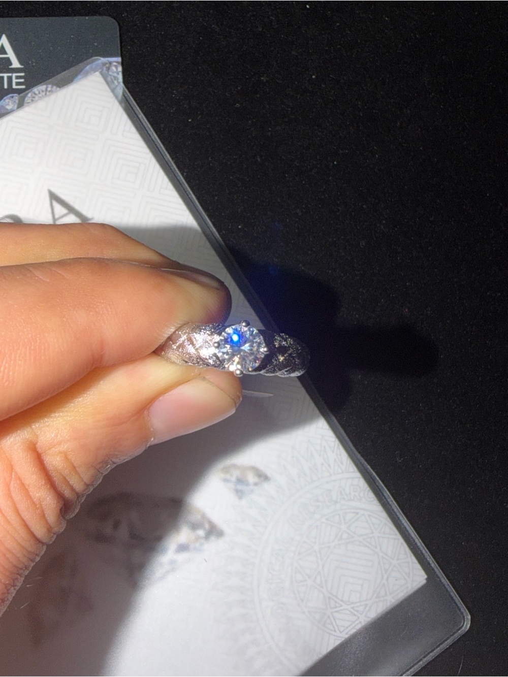 Silver-Tone Blue Cubic Zirconia Women's Ring size 9